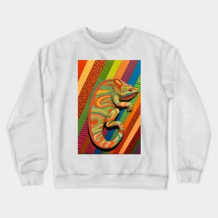 Reptile Lover and Lizard Lover Op Art Chameleon Crewneck Sweatshirt